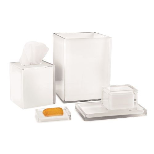 Cubix White Collection, Resin Soap Pump, Clear/White Accent